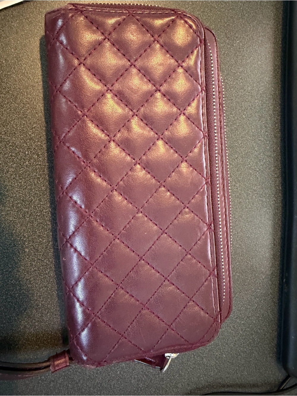 Coach Quilted Zip-Around Wallet - Burgundy